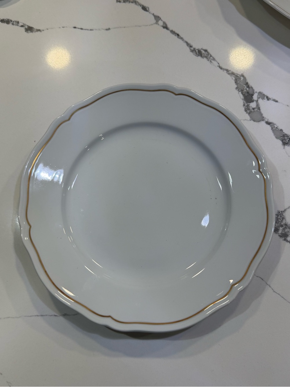 Richard Ginori White Porcelain Plate with Gold Trim